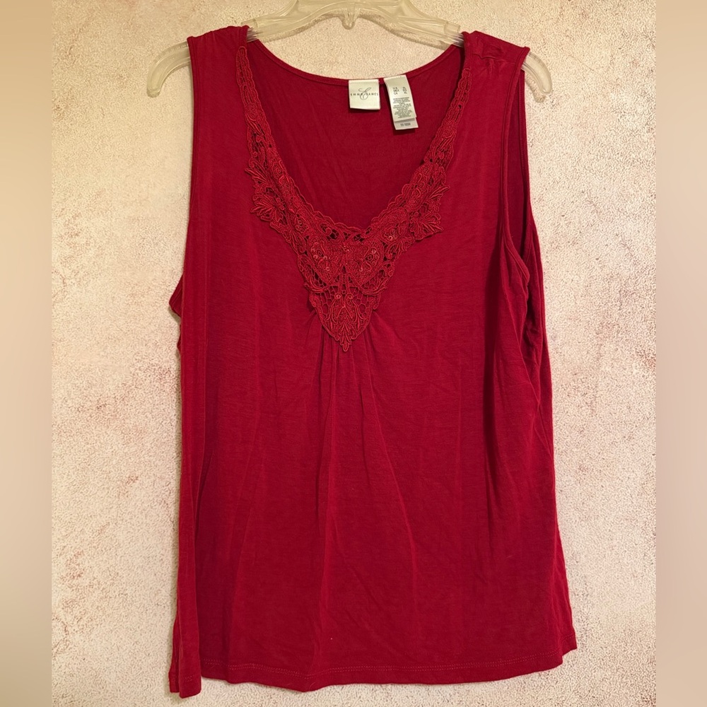 Emma James Red Crochet-Trim Tank Top